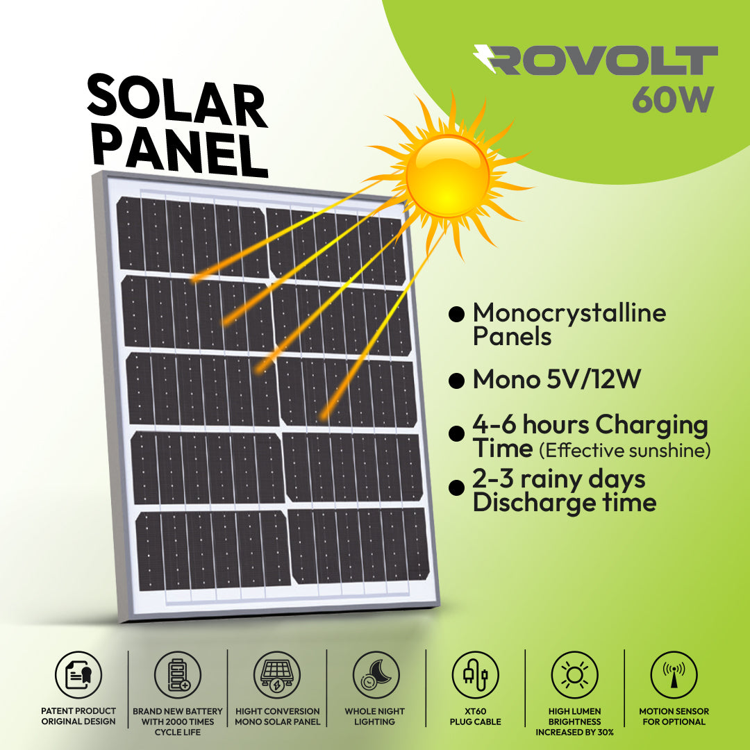 ROVOLT LED Solar Flood Light 60W