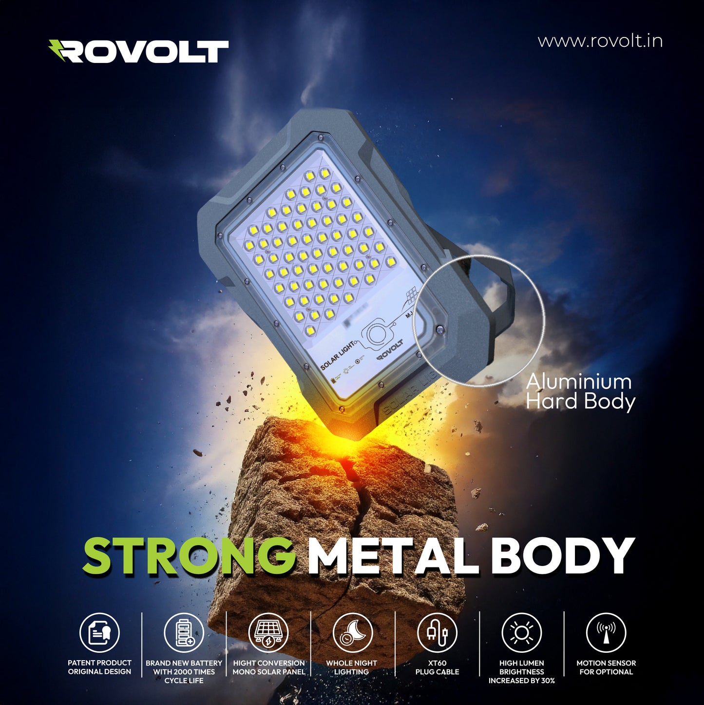 ROVOLT LED Solar Flood Light 60W