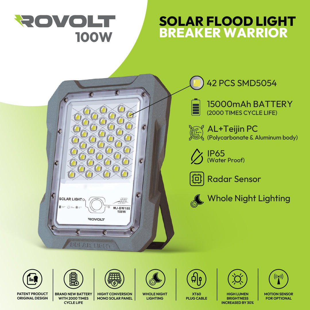 ROVOLT LED Solar Flood Light 100W
