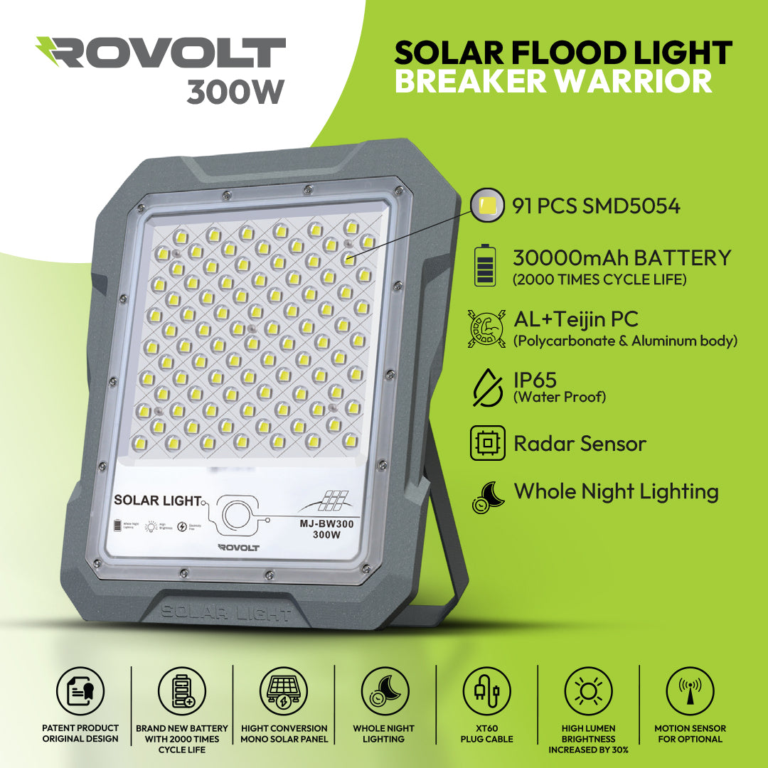 ROVOLT LED Solar Flood Light 300W