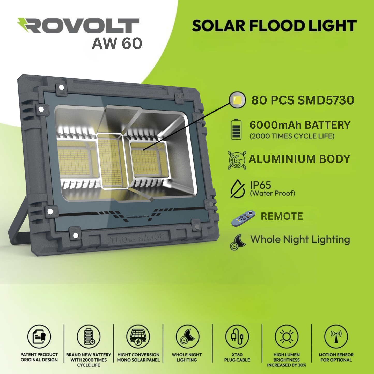ROVOLT LED Solar Flood Light 100W