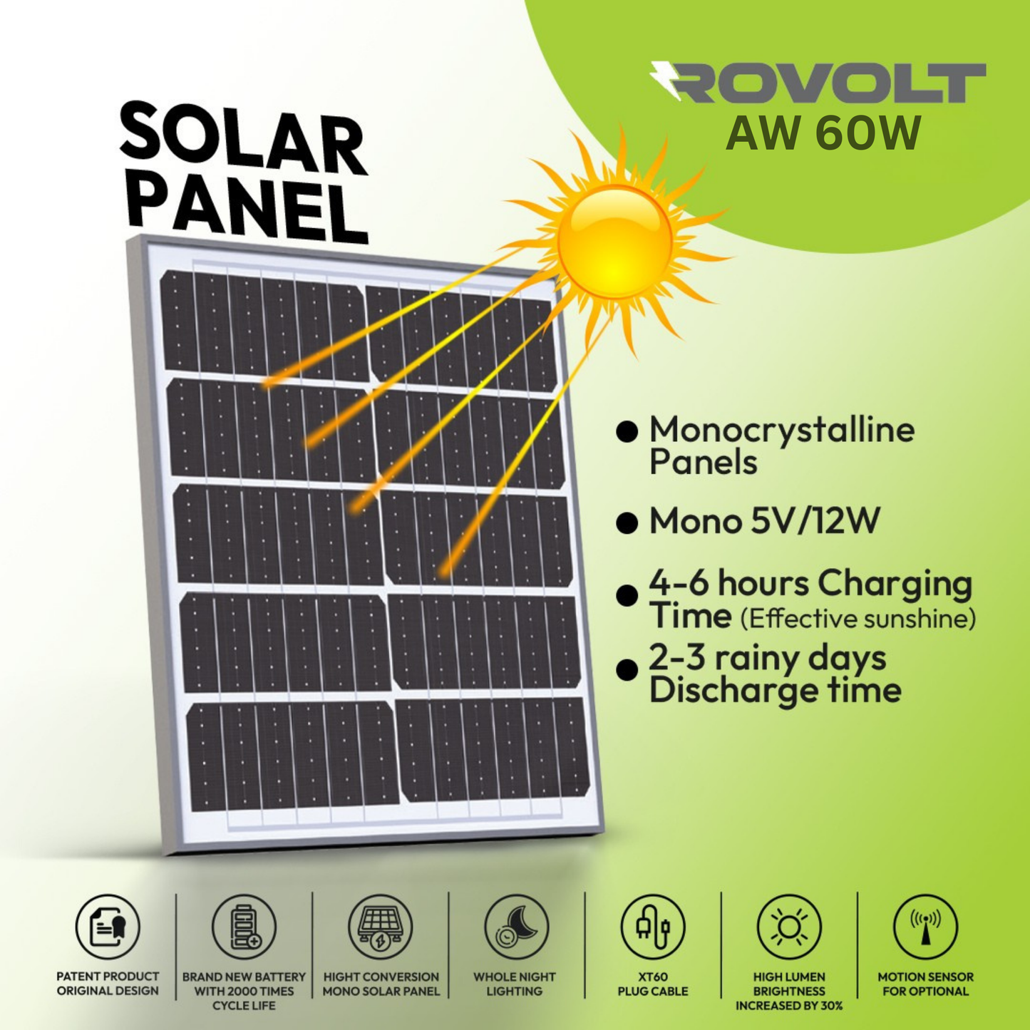 ROVOLT LED Solar Flood Light 100W