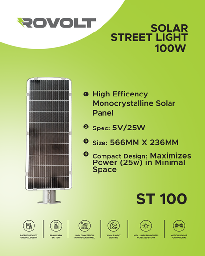 ROVOLT 100W LED Solar Street Light