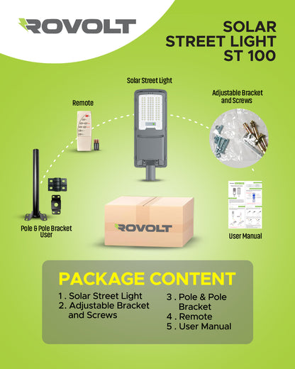 ROVOLT 100W LED Solar Street Light