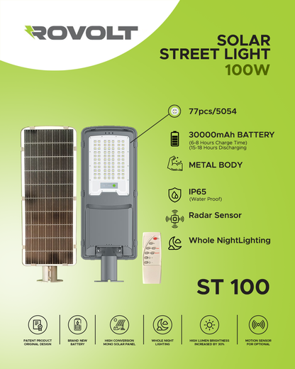 ROVOLT 100W LED Solar Street Light