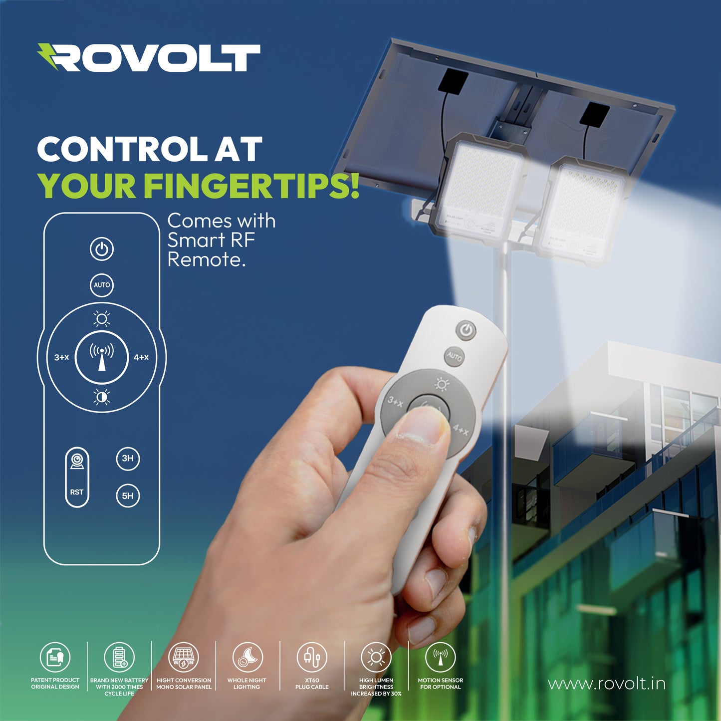 ROVOLT LED Solar Flood Light 60W