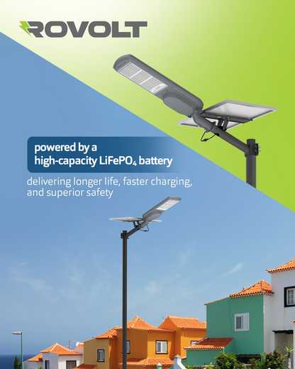 ROVOLT 300W LED Solar Street Light with Remote Control & Motion Sensor
