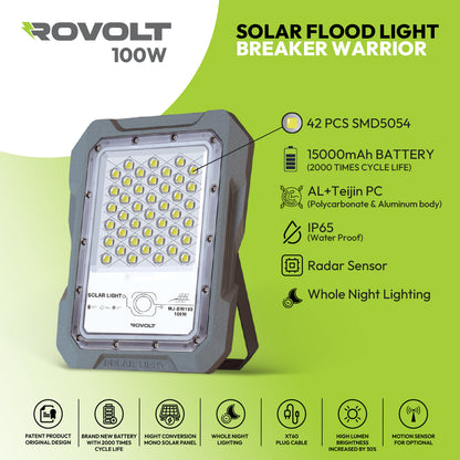 ROVOLT LED Solar Flood Light 100W