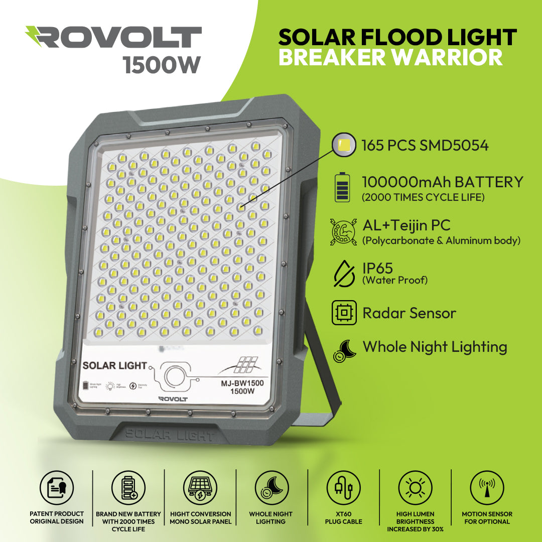 ROVOLT LED Solar Flood Light 1500W