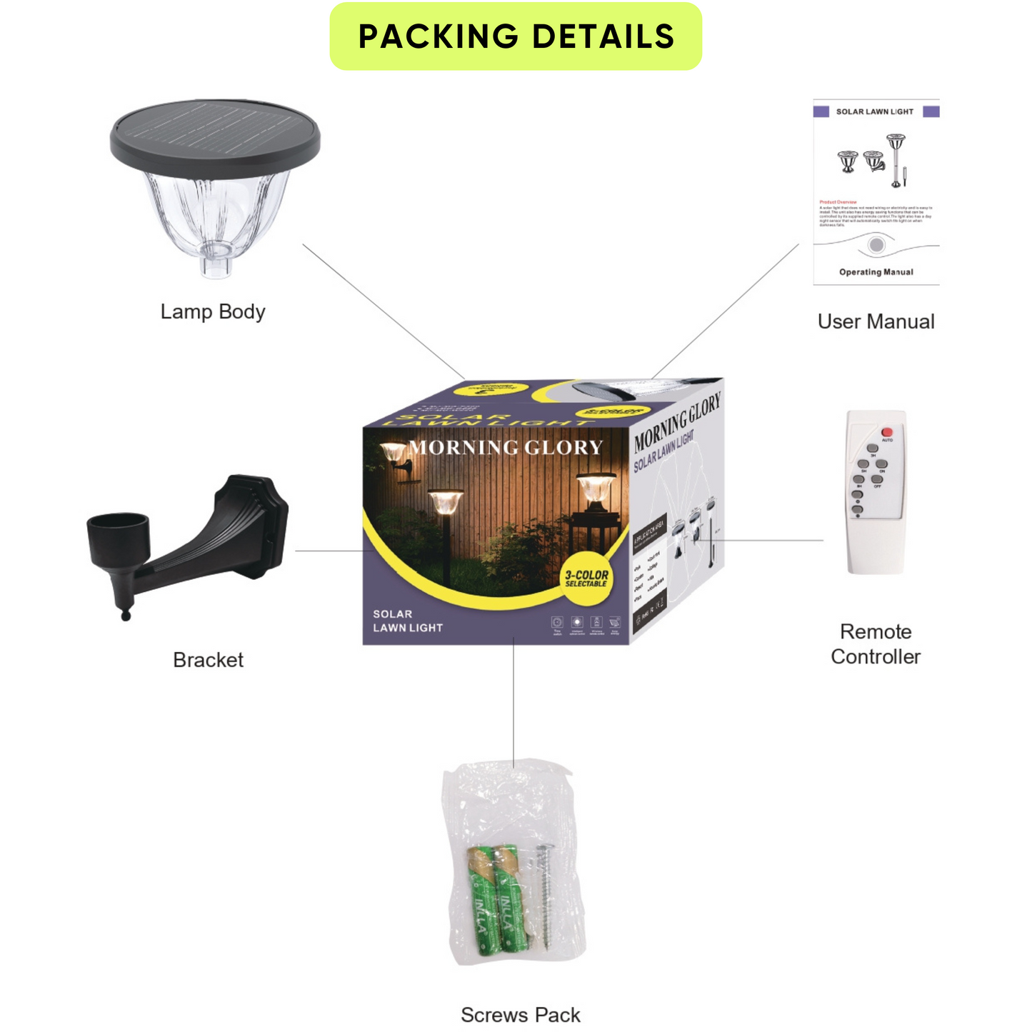 ECOVOX 200W LED Solar Daimond Lawn Light Wall Type