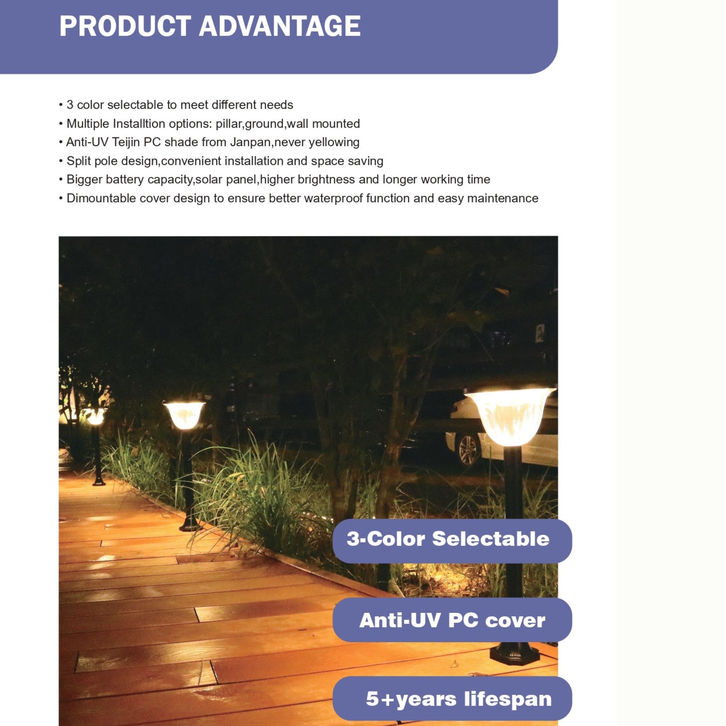 Ecovox 200 Watts LED Solar Diamond Lawn Light Ground Type