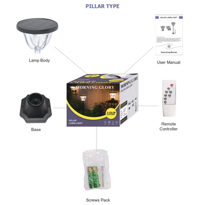 ECOVOX 200W LED Solar Daimond Lawn Light Pillar Type